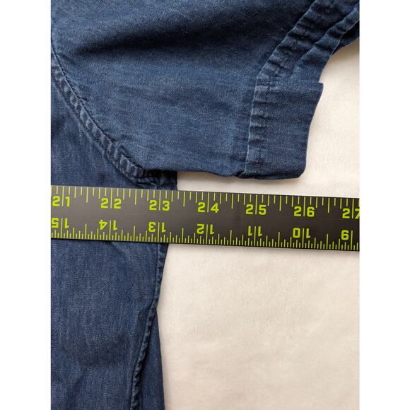 Michael Kors Mens Slim Fit Denim Button Down Shirt - XL Short Sleeve Jean - Picture 4 of 7